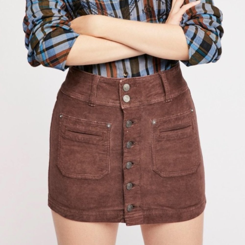 NWT Free People Brown Cord Mini Skirt
